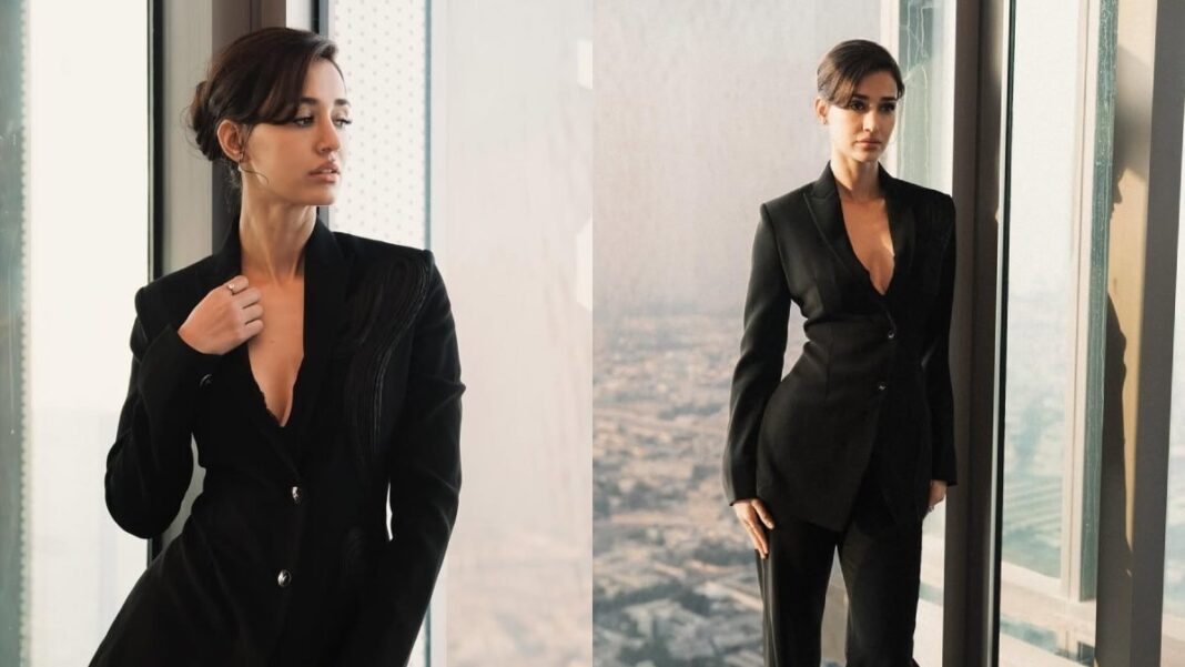 Disha Patani Turns Up The Heat In An Extra-Plunging Black Pantsuit; Hot Pics Go Viral
