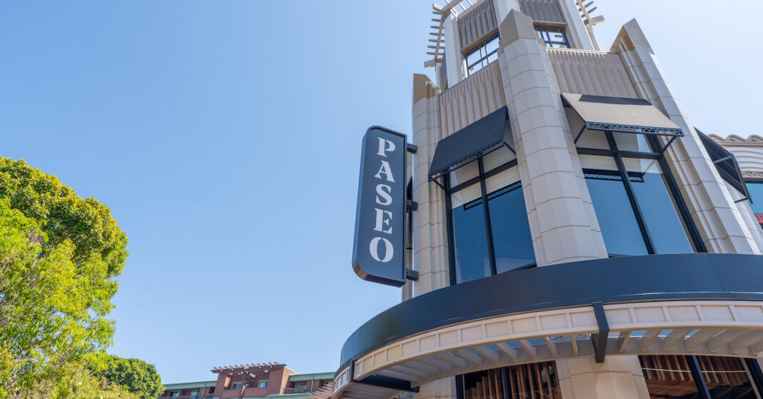 Paseo at Downtown Disney, exterior sign on sunny day