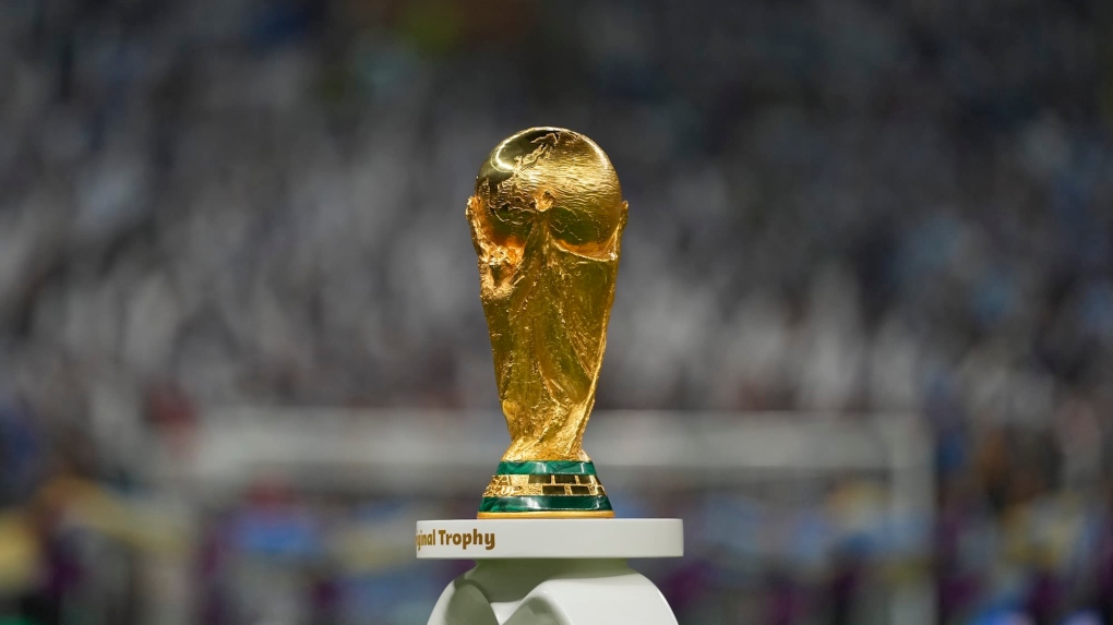 The World Cup seen prior to the Qatar 2022 final between Argentina and France at Lusail Stadium in December 2022. (Ulrik Pedersen/Defodi Images/Getty Images via CNN Newsource)