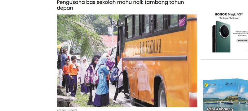 Tambang bas sekolah naik mulai Februari