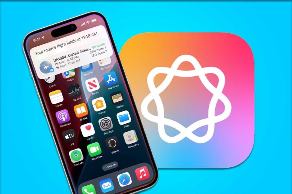 En iPhone och Apple Intelligencelogga